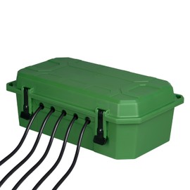 WELKIN Heavy-Duty Outdoor Electrical Box (15.3 * 5.4 * 8.9 inch), IP54 Weatherproof Waterproof Extension Cord Cover, Protect Outlet, Plug, Timer, Power Strip, Holiday Lights (Green)