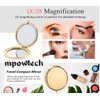 mpowtech Gold Magnifying Compact Mirror for Purse - 1x/2x Magnification
