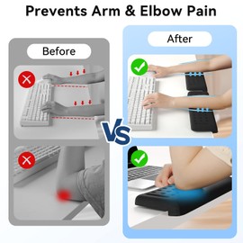 Sushret L-Shaped Desk Elbow Pad for Desk, 2-Pack Memory Foam Elbow Rest & Cushion for Table Edge Support, Non-Slip Ergonomic Armrest for Palm, Wrist & Forearm, Office Home, Separate Design,Black