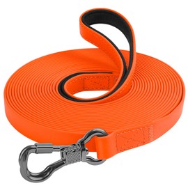 XiaZ Waterproof Long Dog Lead, 30FT Dog Leash Training Line Lead for Large Medium Small Dogs Outside Walking, Playing, Camping, or Yard (30Feet, Orange)