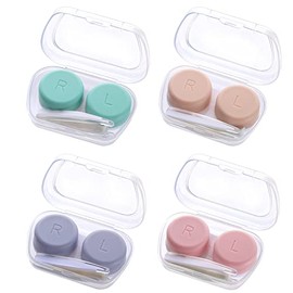 Medo 4 Pack Contact Lens Cases, Contact Lens Container Box Portable Travel Contact Lens Case Left/Right Eyes Contact Lens Holder with Storage Box Tweezers Wearing Stick