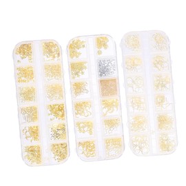 IWOWHERO 3PCS Nail Art Decoration Supplies Shining Star & Moon Studs DIY Manicure Ornaments Nail Embellishments for Creative Nail Designs