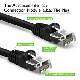 GEARIT 24-Pack, Cat5e Ethernet Patch Cable 1 Foot - Snagless RJ45 Computer LAN Network Cord, Black