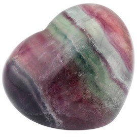 SUNYIK Natural Fluorite Carved Puff Heart Pocket Stone,Healing Palm Crystal Pack of 1(1.6")