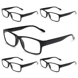 Gaoye 5-Pack Reading Glasses Blue Light Blocking,Spring Hinge Readers for Women Men Anti Glare Filter Lightweight Eyeglasses (5-pack Light Black, 2.0)