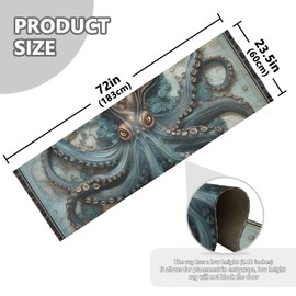 BOENLE Non Slip Runner Rug Washable Area Rugs Octopus Map Carpet for Hallways Kitchen Laundry Room Bedroom