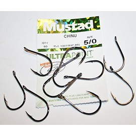 Mustad Fishing NEW UltraPoint Ringed Chinu Hook - Size 5/0 - Pack of 10