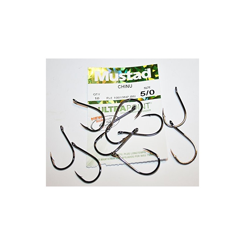 Mustad Fishing NEW UltraPoint Ringed Chinu Hook - Size 5/0