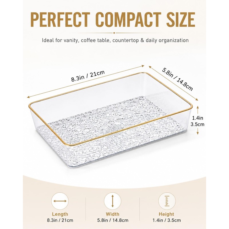 Clear Acrylic Tray, 6 Pack Acrylic Serving Trays Deep Serving