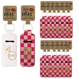 Bridal Shower Favors,12pcs Lip Balm Chapstick Holder Key Chain Team Bride Bachelorette Party Keepsake Gifts Kiss the Miss Goodbye, Lip Gloss Sleeve Pouch Lipstick Bag Bridesmaid Proposal Hangover Kit