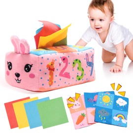 OYANIA Caja de Pañuelos Mágicos para Niño,Juguete Sensorial de Montessori,Juguetes Educativos con 7 Hojas Papel 15 * 15 cm(3 Las Cuales Emiten un Sonido al Amasarlas)