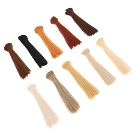 SHINEOFI 10pcs Synthetic Doll Hair Extensions Realistic Straight Wig for DIY Doll Making Durable Crafting Accessory for Bjd Styling with Vibrant Color Retention