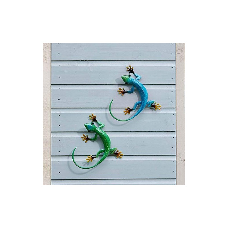 Flamboya Outdoor Decorative Gecko Wall Art Ornament in Azure Blue