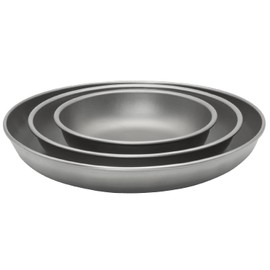 TiTo Titanium Plates Dish Outdoor Camping Tableware Ultralight Round Fruit Dinner Plate for BBQ Home Canteen Hiking Beach Lightweight Picnic Pan Cookware(3Pcs)