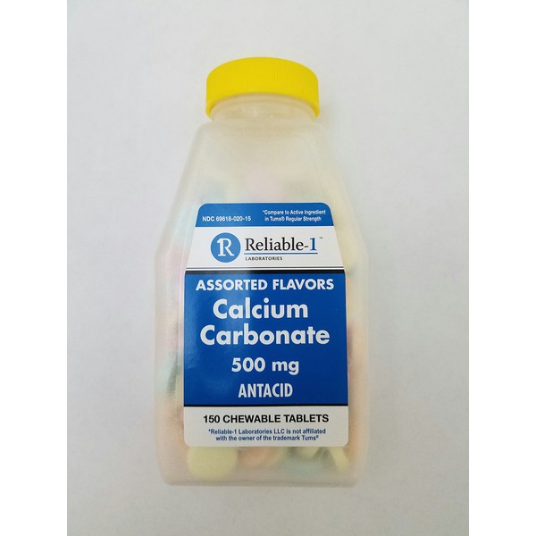Reliable 1 Calcium Carbonate 500 mg 150 Tablets (1 Bottle)