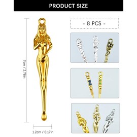 Dotbengc 8 PCS Tiny Shovel Spoons, Metal Small Spoons, Portable Scoop Necklace Charms Decorative Pendant, Little Measuring Spoon for Powder Salt Spice Jewelry Keychain, Multi-Color (Color 1)