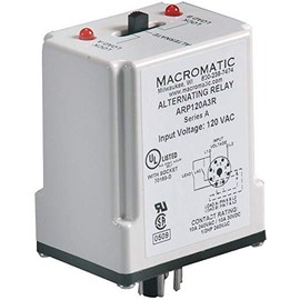 Macromatic Alternating Relay, 10 Amps, 120VAC, 8 Pins, DPDT Cross-Wired - ARP120A3R