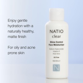 Natio Australia Clear Shine Control Face Moisturiser 125ml - Oil Free Moisturiser for Acne Prone Skin - Sodium Hyaluronate, Vitamin E, Aloe Vera, Squalane, Clay & Tumeric Root - Regulates Sebum Production - Made in Australia