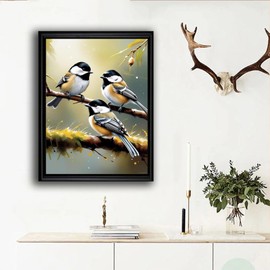 DIY Diamond Painting Kits for Adults, Colorful Bird Full Drill 5D DIY Black-Capped Chickadee Diamond Painting Art Kits, Watercolor Diamond Art, for Home Decoration and Room Wall Decor 30x40cm