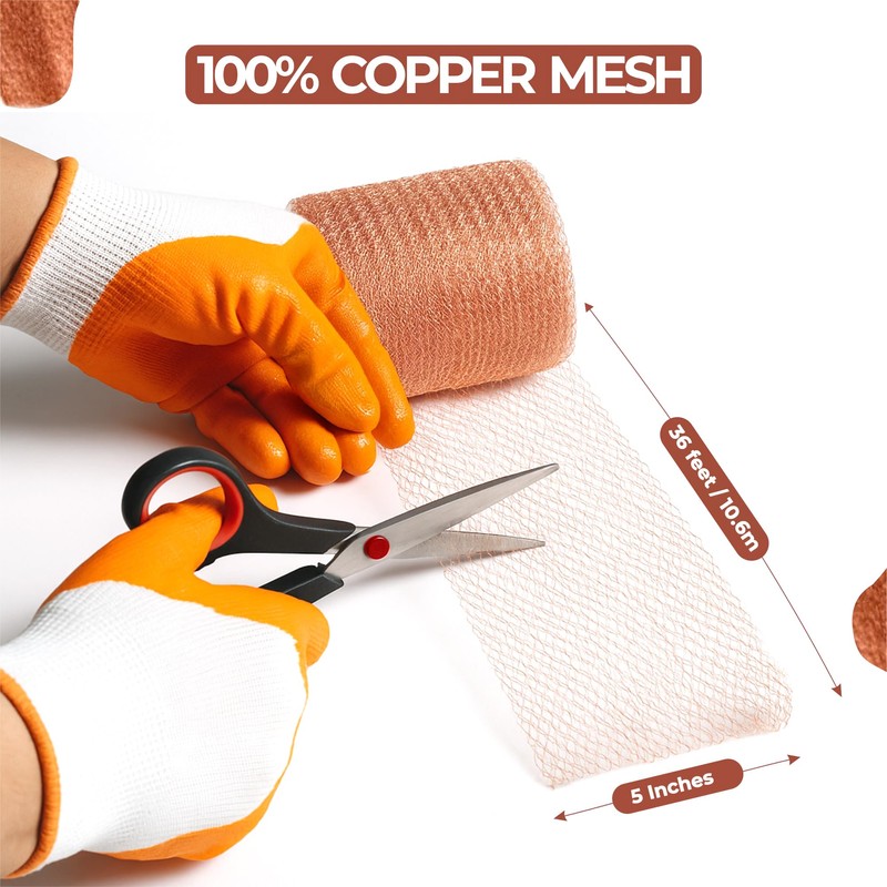 Californistan Copper Mesh Rodent Control, 5in x 36ft- Rustproof Copper