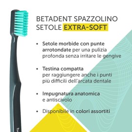 Betadent Extra Soft, Soft Bristles with Rounded Tips, Anti-Plate, Anatomical, Available in Various Colours
