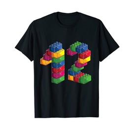 Builder 12 Year Old Building Blocks Birthday Bricks 12th T-Shirt