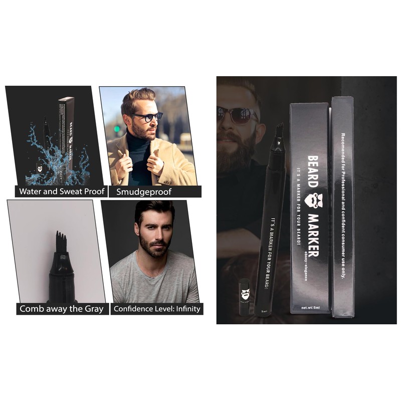 Beard Filler Pen by Beard Marker – ebony-elegance (Black) –