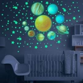 Glow in the Dark Stars, 517 Pieces, Glow in the Dark Stars and Moons Wall Stickers for Wall Decoration in Children's Room, Bedroom and Living Room (Green)