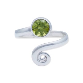 Ring 925 Silver Stone Adjustable Gemstone Real Silver Women's Sterling Silver Gift (MRV-102), Silver Gemstone, Peridot