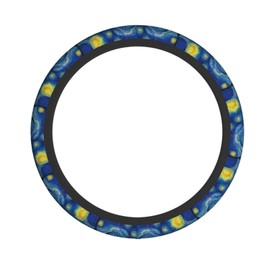 The Starry Night Van Gogh Steering Wheel Cover,Warm in Winter and Cool in Summer,15 in Universal Accessory for Diverse Car Fashion Elastic Breathable Silicone Anti-Slip Decor Cover for Men Women