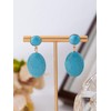 Turquoise Drop Earrings for Women – Clip-On Design with Oval