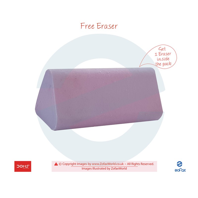 Doms Triangular Wood Graphite 10 Pencils With Eraser Sharpener For