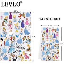 LEVLO Princess Kitchen Towel Jaq＆Gus Fans Gifts Fairy Tales Princess Tea Towel Cartoon Fairy Tales Housewarming Gift (Dance Midnight KT)