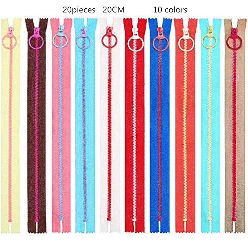 Copiel Resin Zippers 20pcs Sewing Zippers with Lifting Ring Quoit