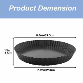 HGKOL Quiche Pan with Loose Base Pie Dish Nonstick Round Flan Dish Flan Case Baking Tins Tart Mould Pie Dish Round Fluted Flan Tin for Baking Quiche Pie Tartlet Pizza - 8 inch