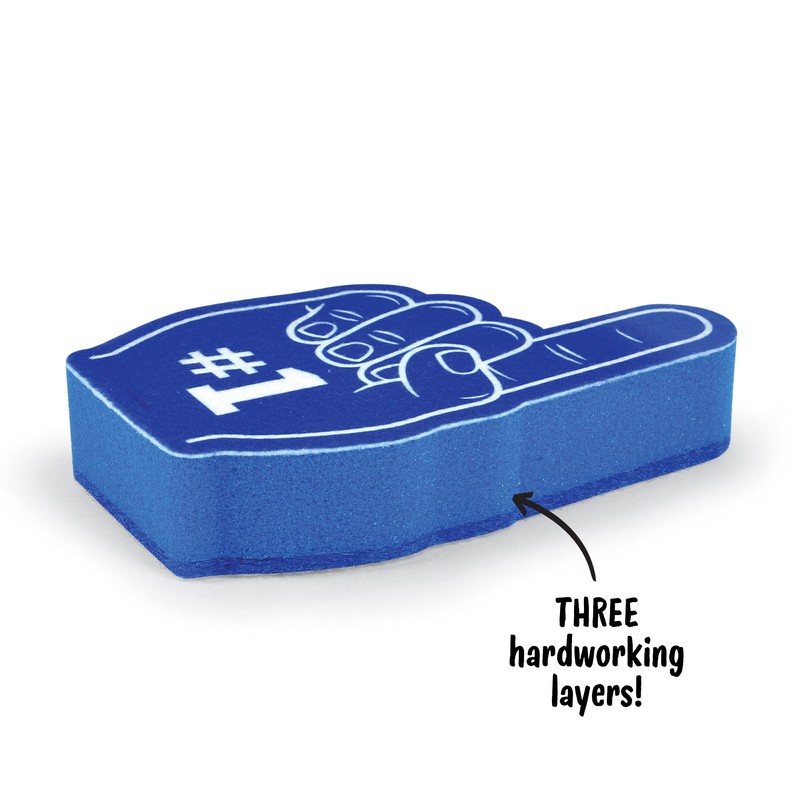Genuine Fred, #1 Dishwasher, Foam Finger Kitchen Sponge, Blue