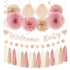Blush-Pink Rose-Gold Fall Baby-Shower Party-Decorations - 31pcs Welcome Home Banner