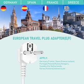 European Travel Power Strip with USB C – US to EU Plug Adapter with 6FT Extension, 3 AC Outlets & 3 USB Ports for Dual Voltage Devices (Not for UK/Ireland/Scotland)