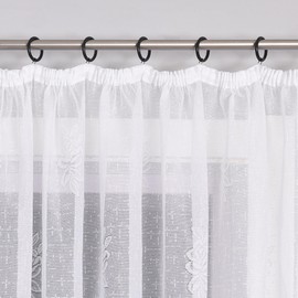 HeichkelL Transparent Jacquard Curtain Band Scarf 1 Piece Universal Tape Store Ruffle Tape Living Room Bedroom White Height x Width 145 x 450 cm