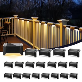PATIOWIN Solar Deck Lights Outdoor, Solar Step Lights Waterproof Led Lights for Outdoor Stairs, Step, Fence, Patio,Yard,Porch and Balcony(20 Pack,Warm White)