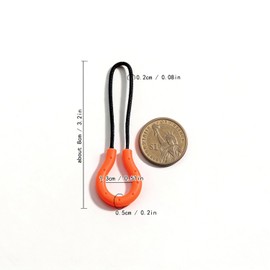 10Pcs Zipper Pulls Extension Handle Cord, Finger Use Plastic U-Shape Tab Tag Extender for Luggage Backpacks,Jacket, Purse (Orange-Black)