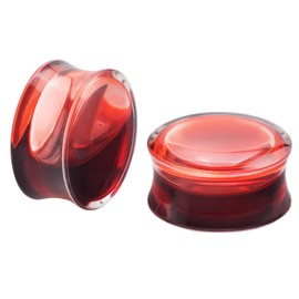 Longbeauty 2Pcs Acrylic Red Liquid Blood Double Flare Ear Plugs Tunnels Gauge 3/4"
