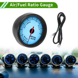 A ABSOPRO Air/Fuel Ratio Gauge 2.5" 60mm AFR Controller Gauge Monochrome Pointer Car Vehicle Automotive Universal Black White Black