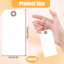 100Pcs Wedding Favor Tags, White Gift Tie on Blank Marking Tags 12x6cm for Presents, Large Price Tag for Clothing Display Luggage Craft