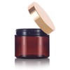 6 oz Amber PET Plastic Refillable Jar with Gold Metal