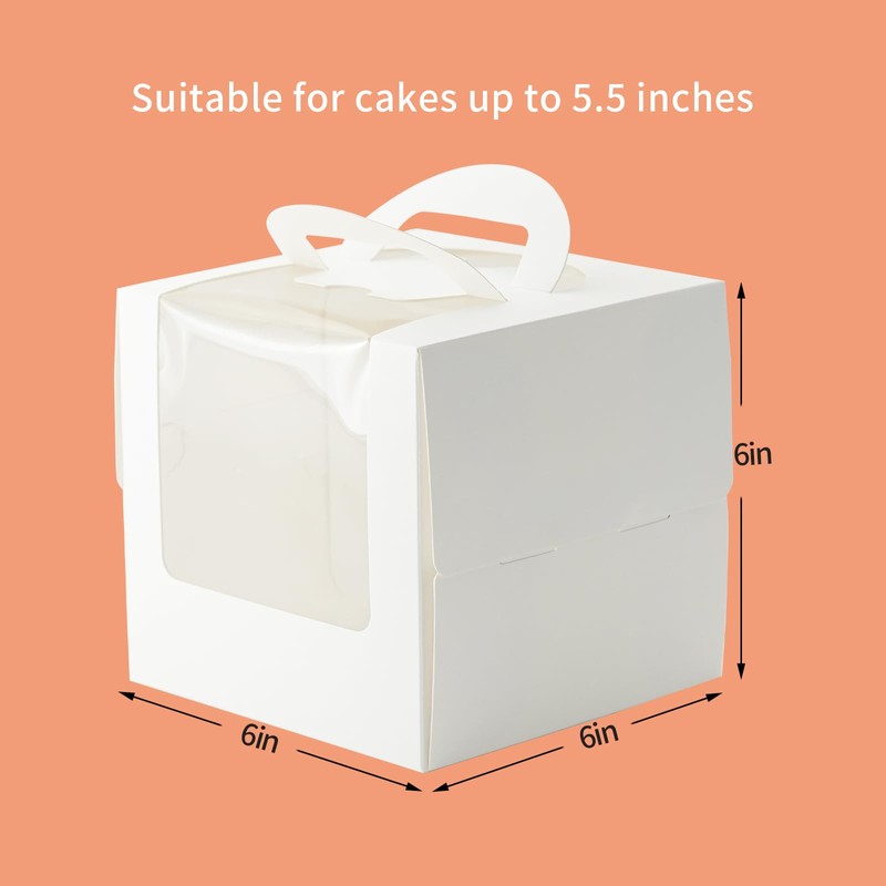 PQZKLDP 10pcs 6 inch cake boxes with cake boards,6x6x6 In