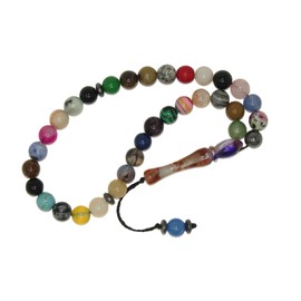 Jeannieparnell 752-33 Multicolor 8mm Round Mixed Gemstone Worry Beads, 1 Set, Handmade by Jeannieparnell