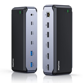 RayCue 13IN1 USB-C Dock, 100W Output, 4K@30HZ, 1Gbps Ethernet Port, 3 HDMI Ports, 3 USB-C Ports, 2 USB-A Ports, 3.5mm Audio Jack
