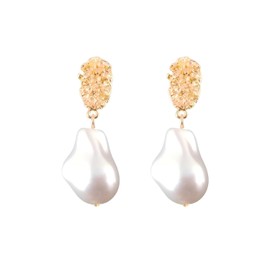 Pearl Earrings for Women Gold Pearl Dangle Drop Earrings Dainty Prom Earring for women (irregular)