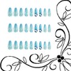 TBRZTR 24Pcs Almond Tip Press on Nails Medium Length Blue